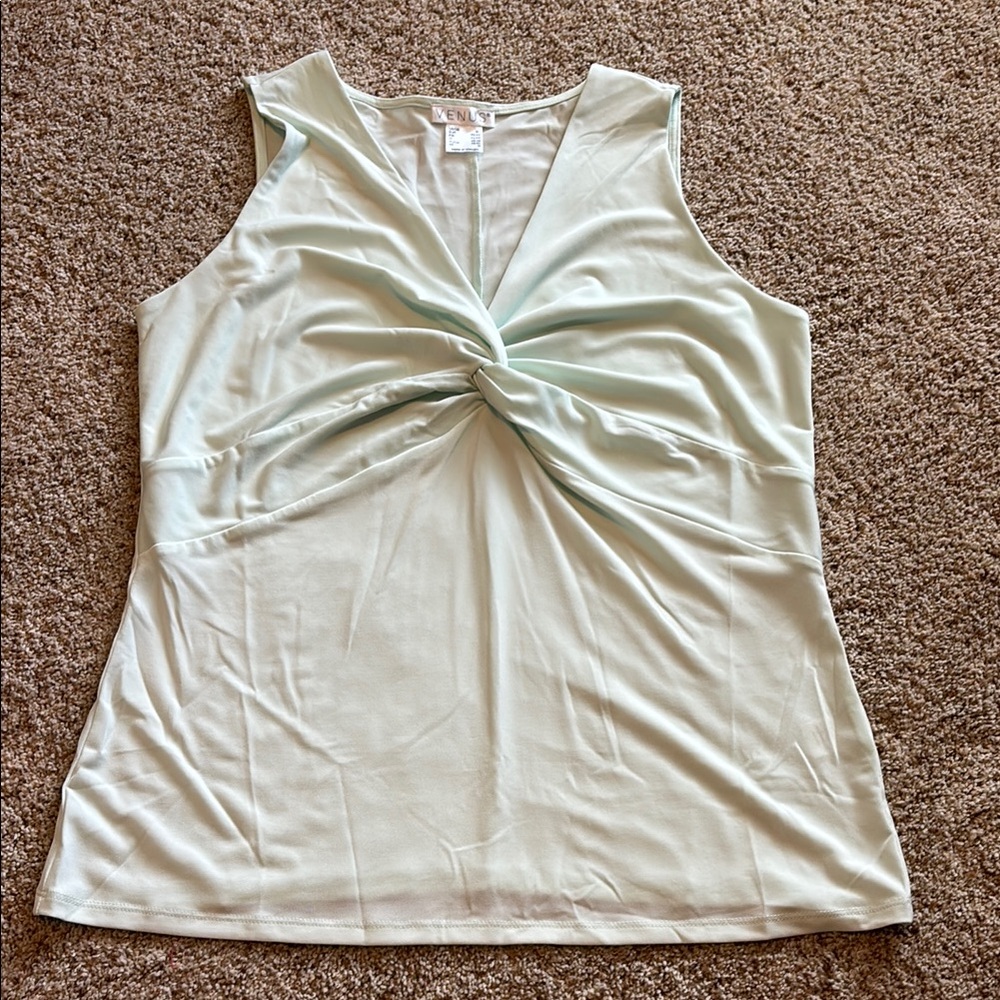 VENUS Green Sleeveless Tank Top with Tie Front